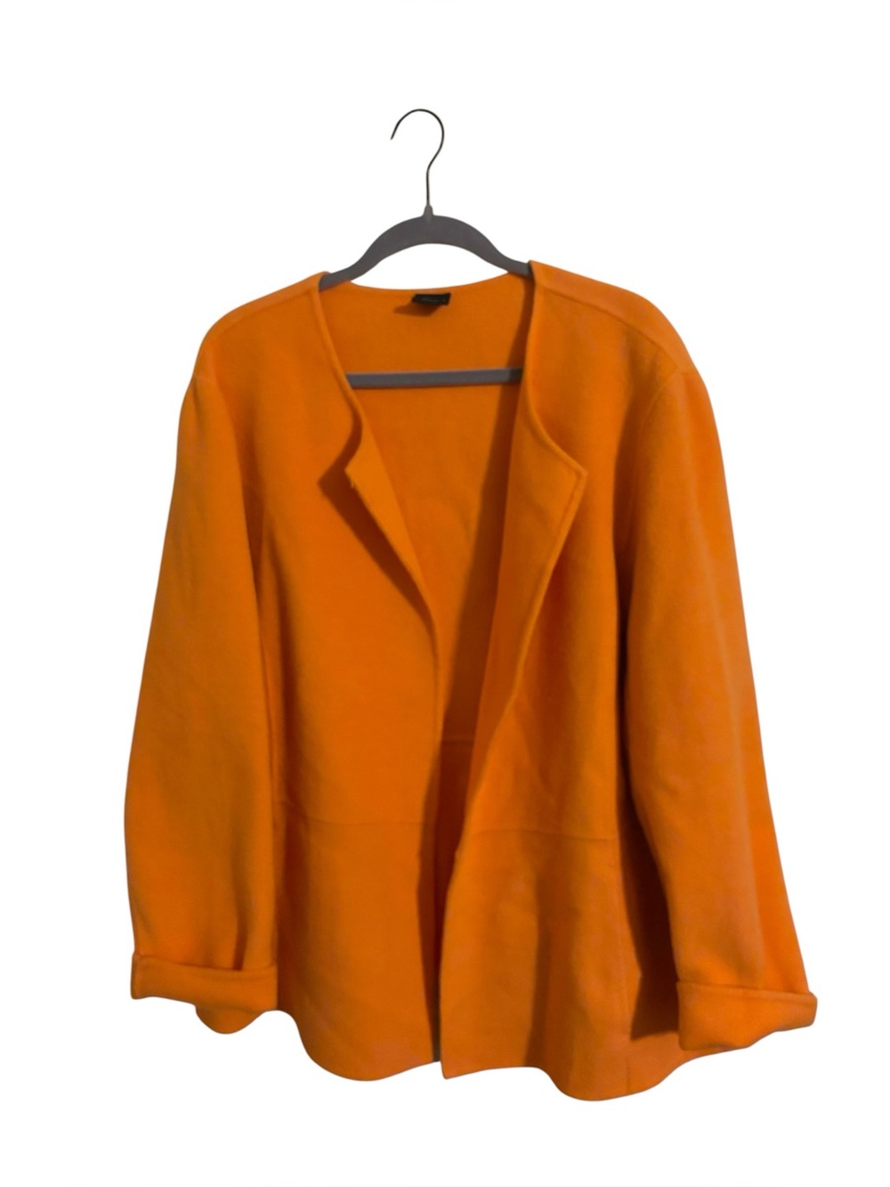 Eileen Fisher Orange Wool Blend Open Front Jacket